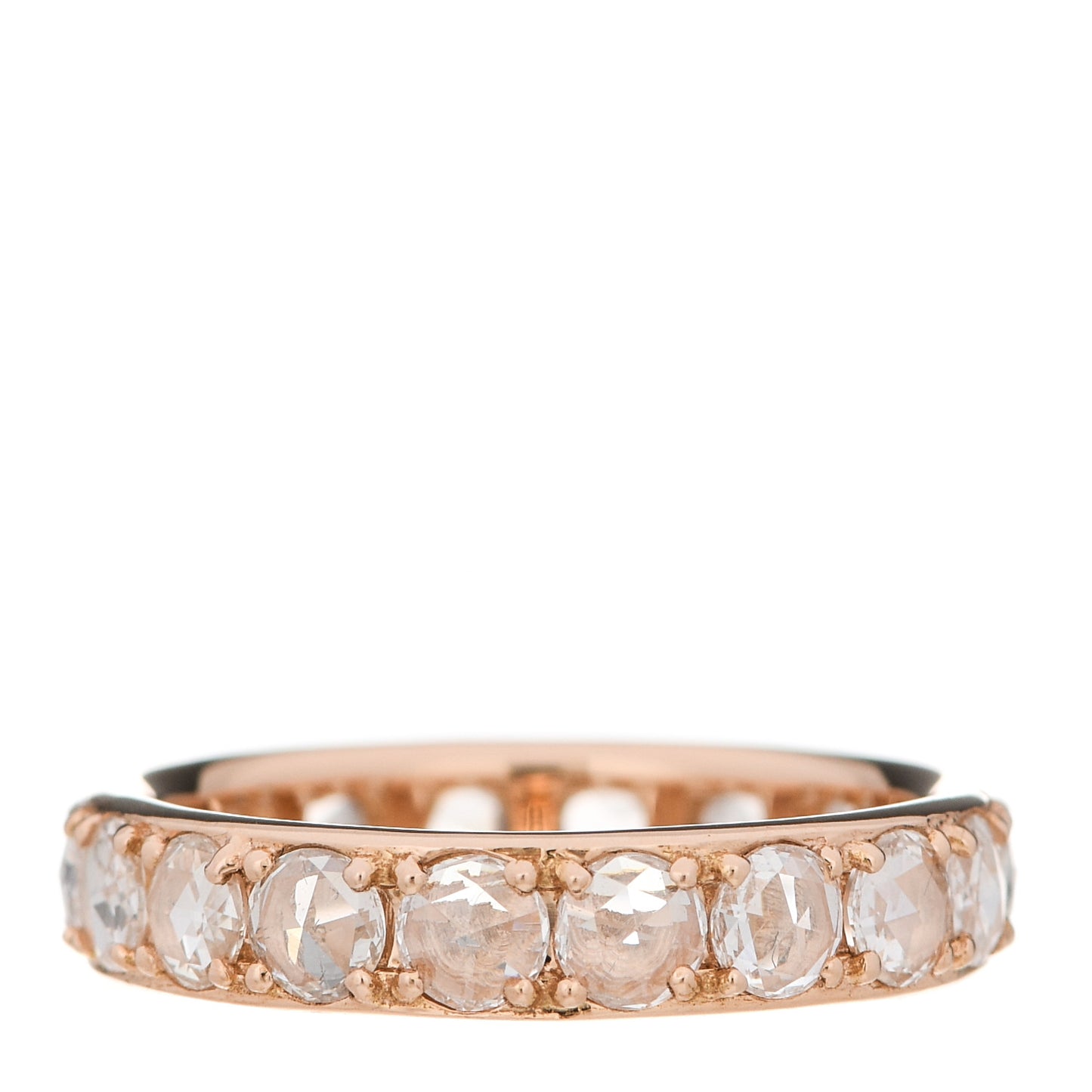 18K Rose Gold Diamond Metro Rose Cut Eternity Band Ring 47 4.25