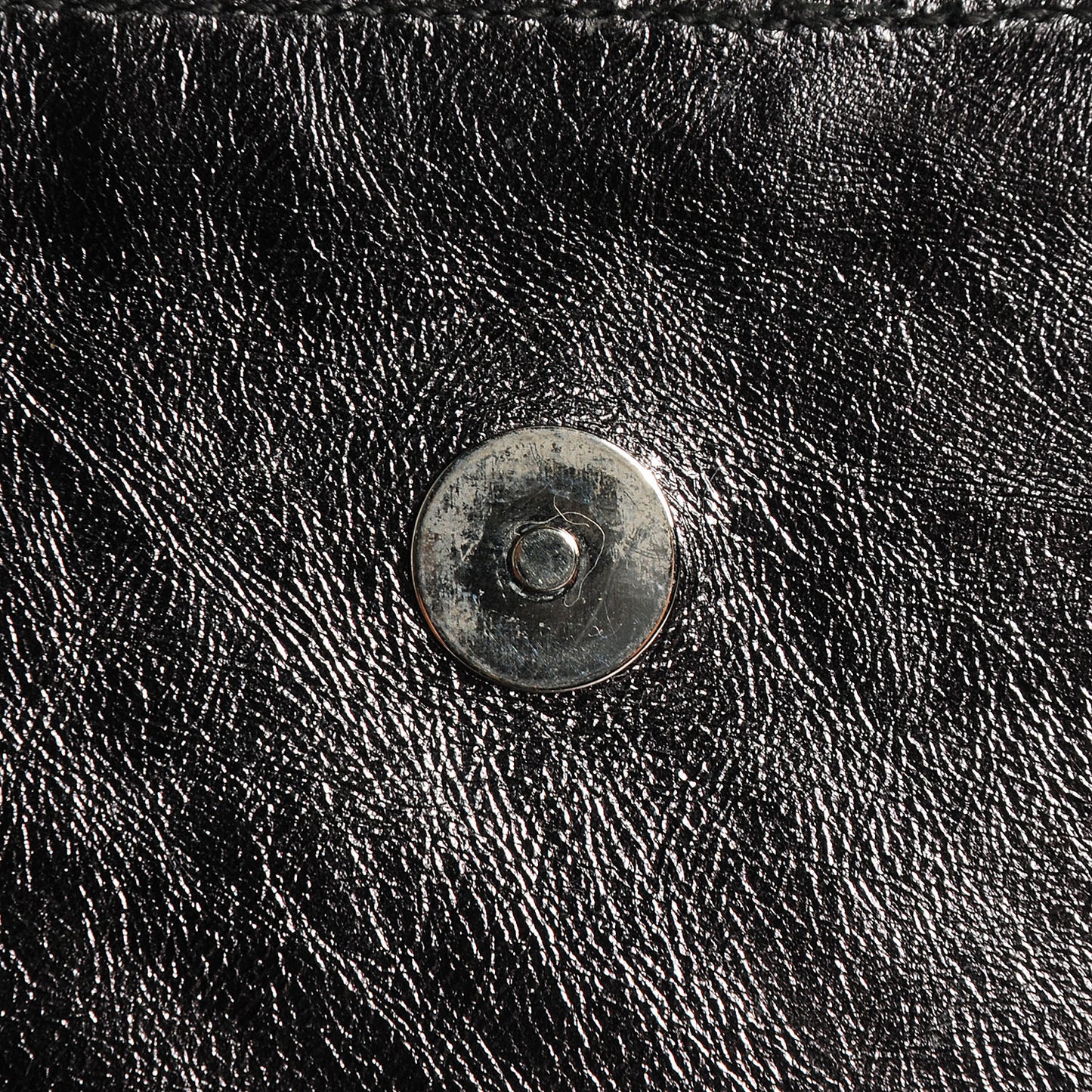 Metallic Leather Large Belle De Jour Clutch Dark Silver