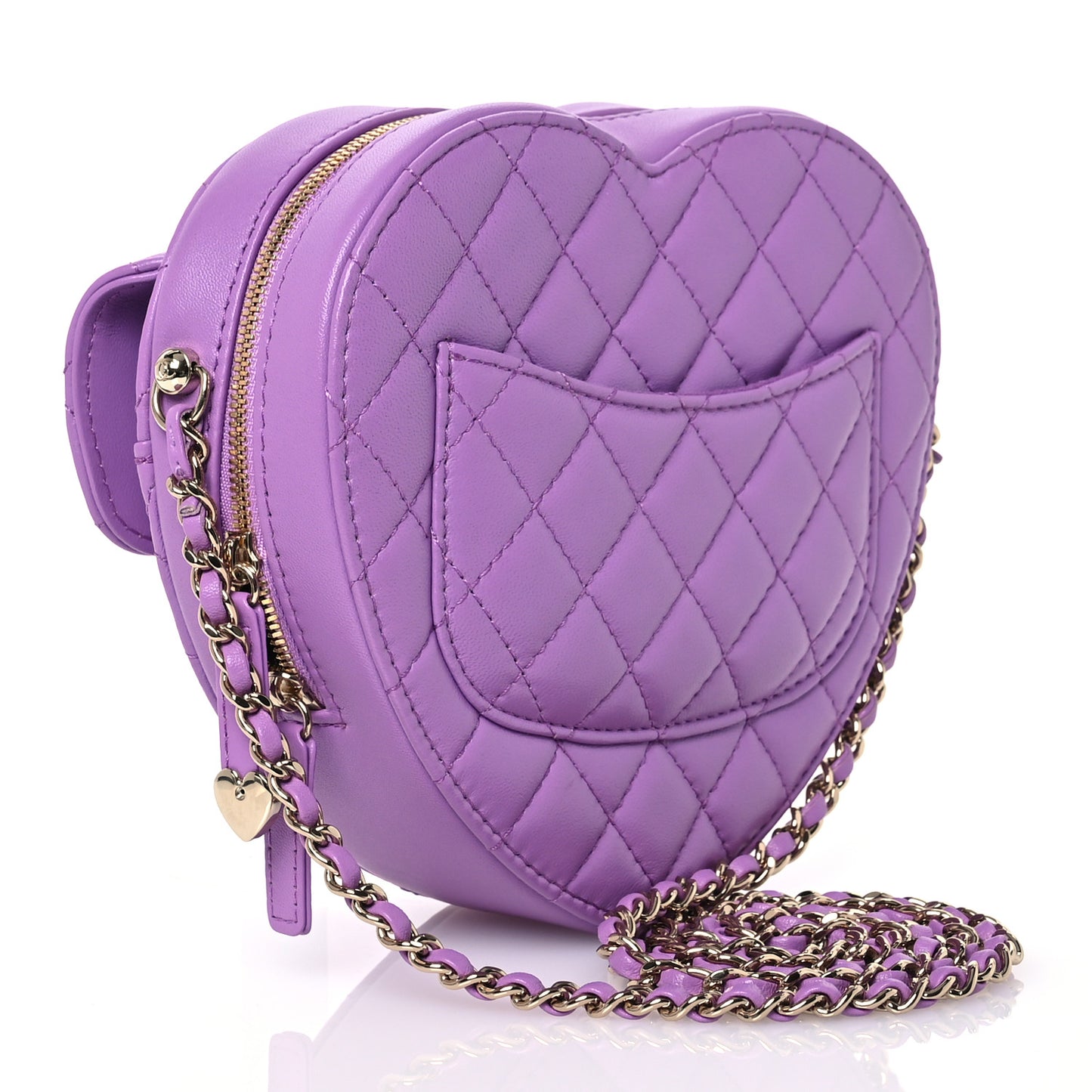 Lambskin Quilted CC In Love Heart Bag Purple