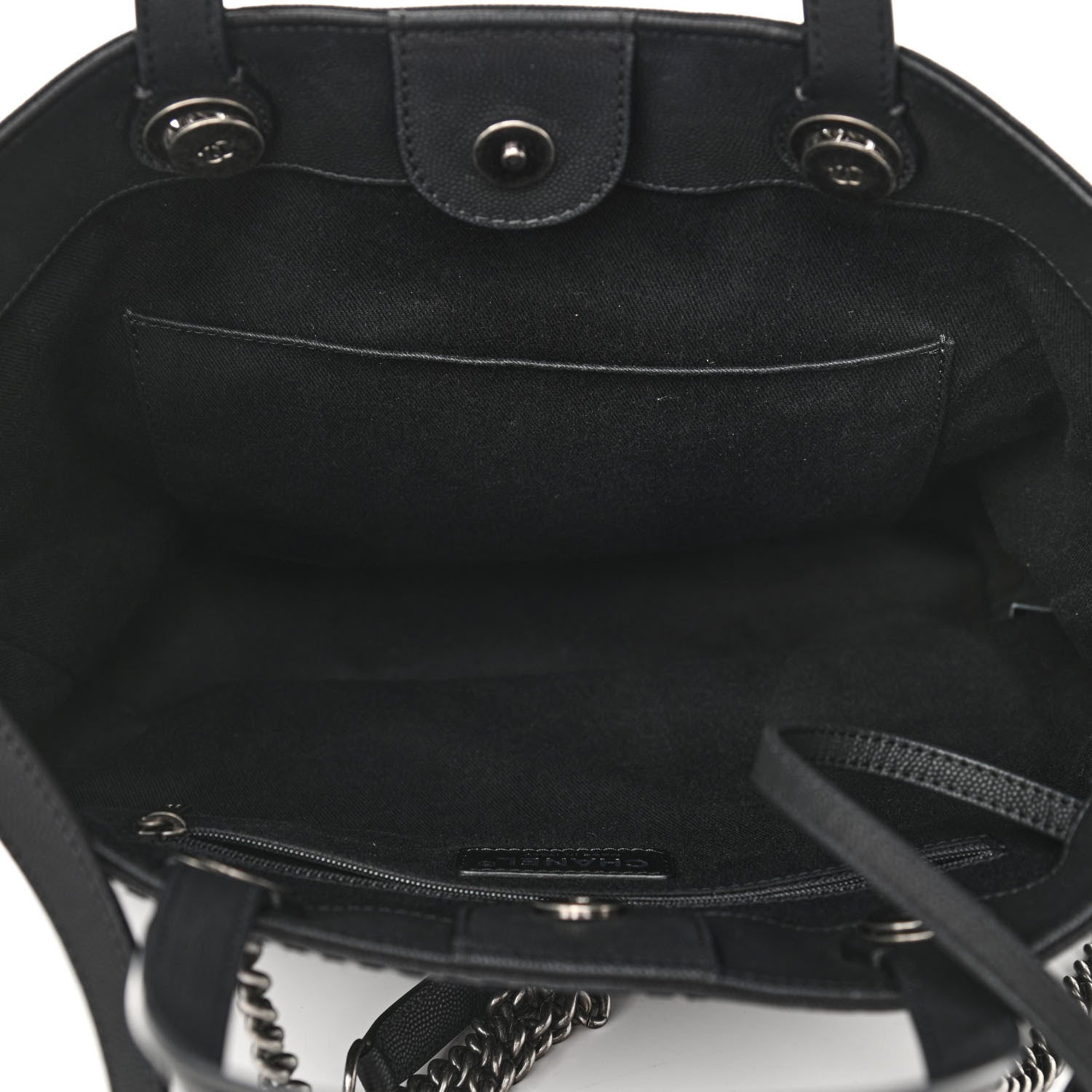 Chanel Grained Calfskin Small Coco Eyelets Shopping Tote Black 5 of 10