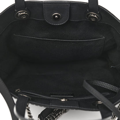 Chanel Grained Calfskin Small Coco Eyelets Shopping Tote Black 5 of 10
