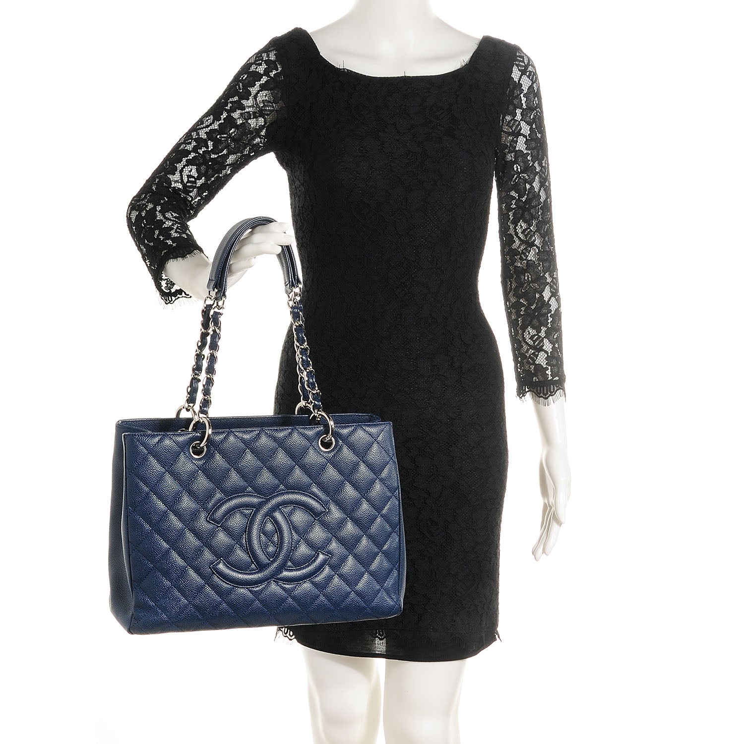Chanel Caviar Grand Shopping Tote GST Dark Blue 2 of 7