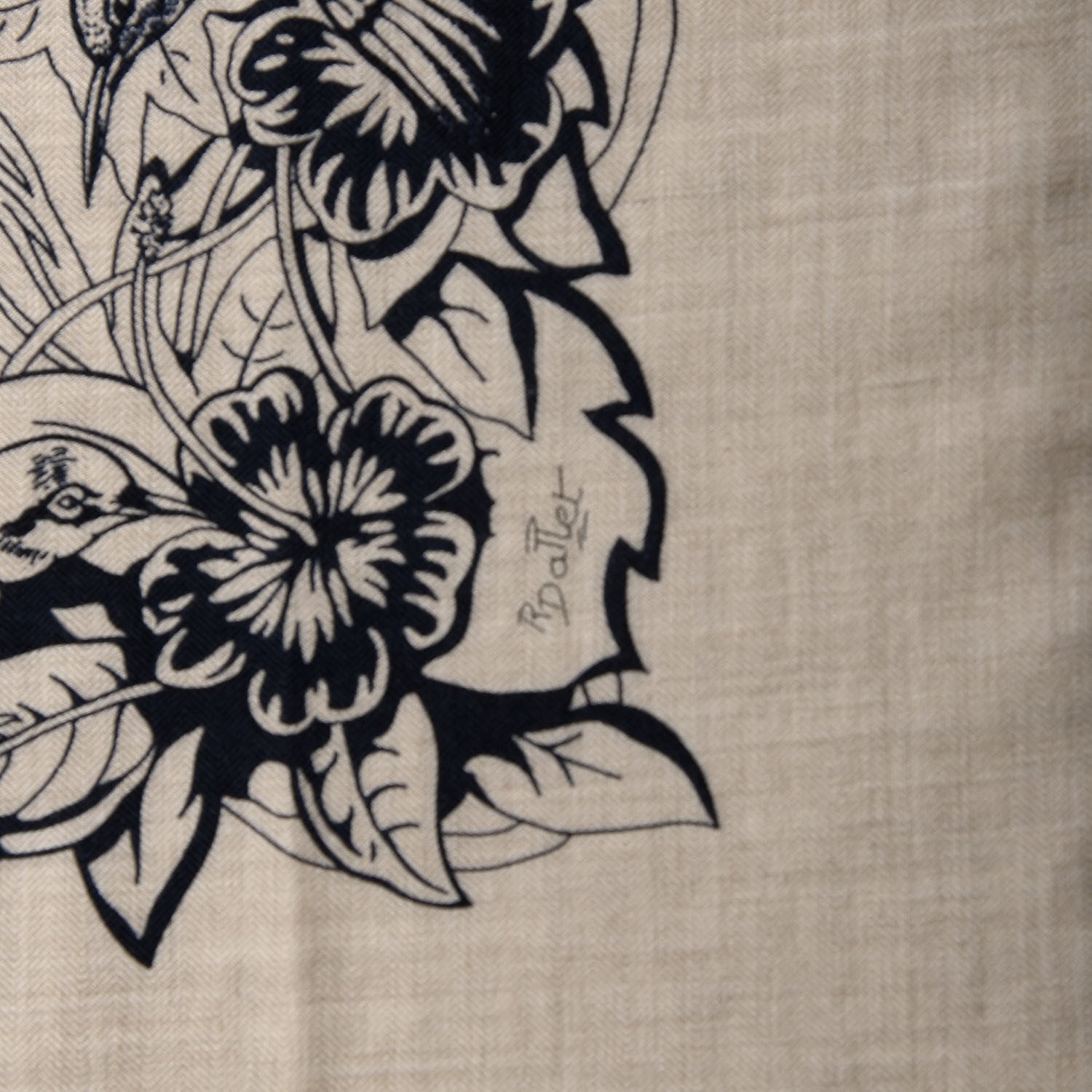 Hermes Cashmere Silk Jungle Love Tattoo Shawl 140 Natural Bleu Black 5 of 7