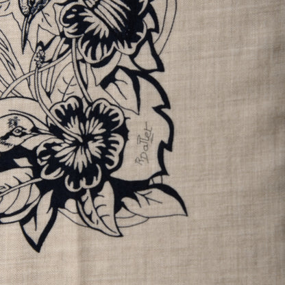 Hermes Cashmere Silk Jungle Love Tattoo Shawl 140 Natural Bleu Black 5 of 7