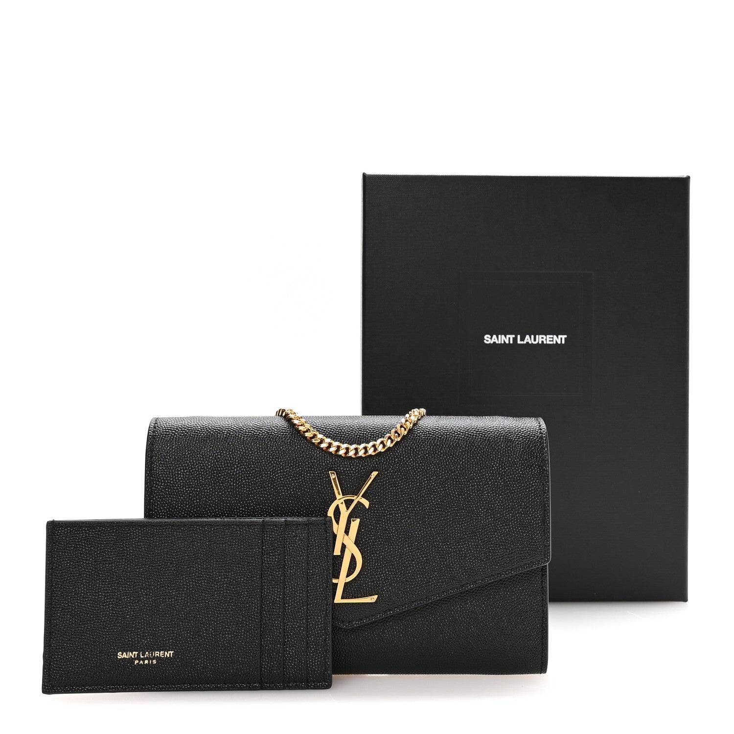 Saint Laurent Grain De Poudre Uptown Chain Wallet Black 12 of 12