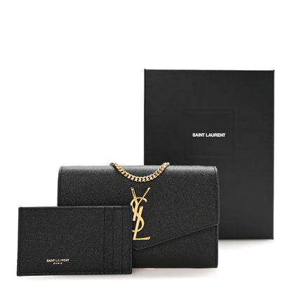 Saint Laurent Grain De Poudre Uptown Chain Wallet Black 12 of 12
