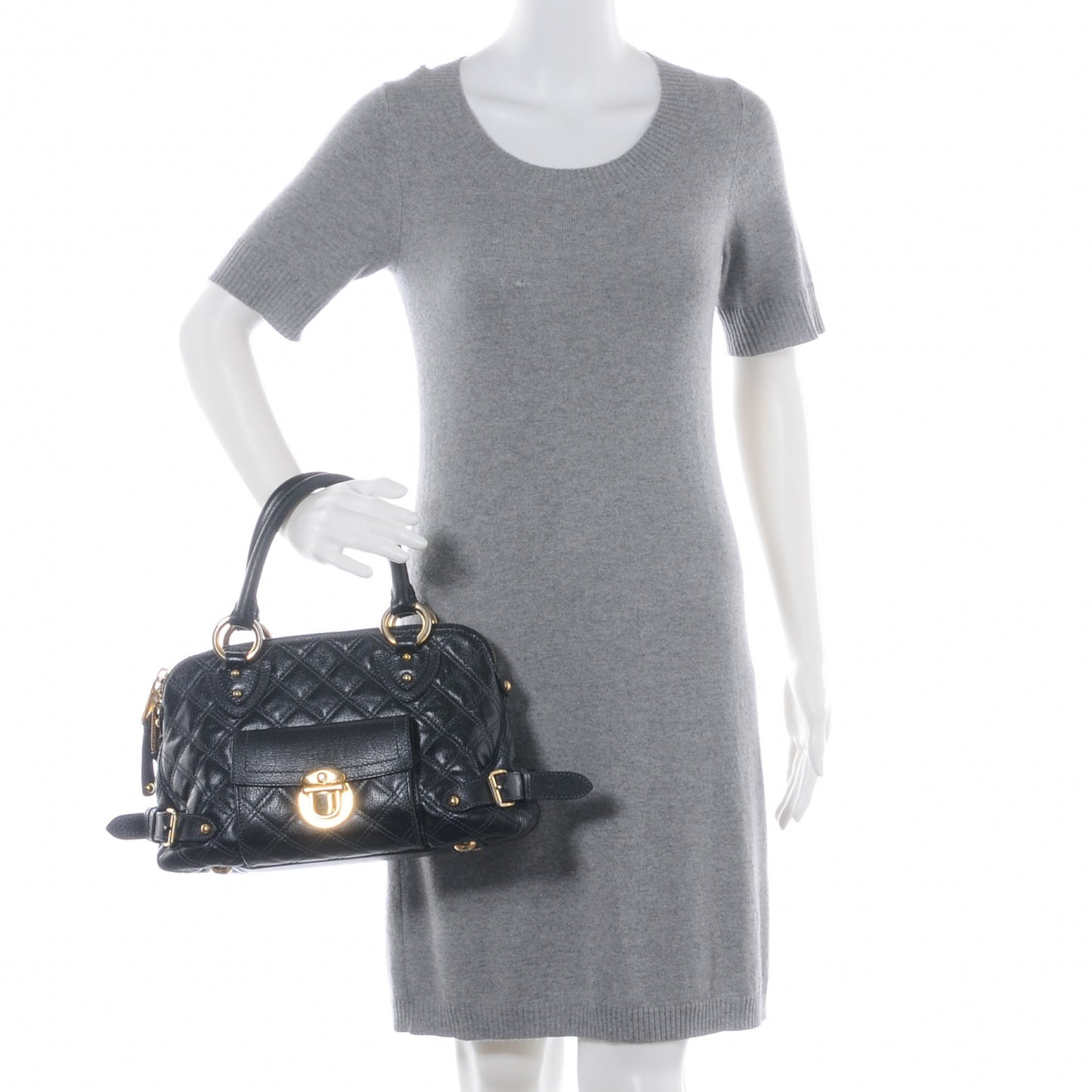 Leather Quilted Elise Tote Black