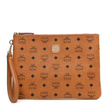 MCM Visetos Stark Wristlet Pouch Cognac 1 of 7