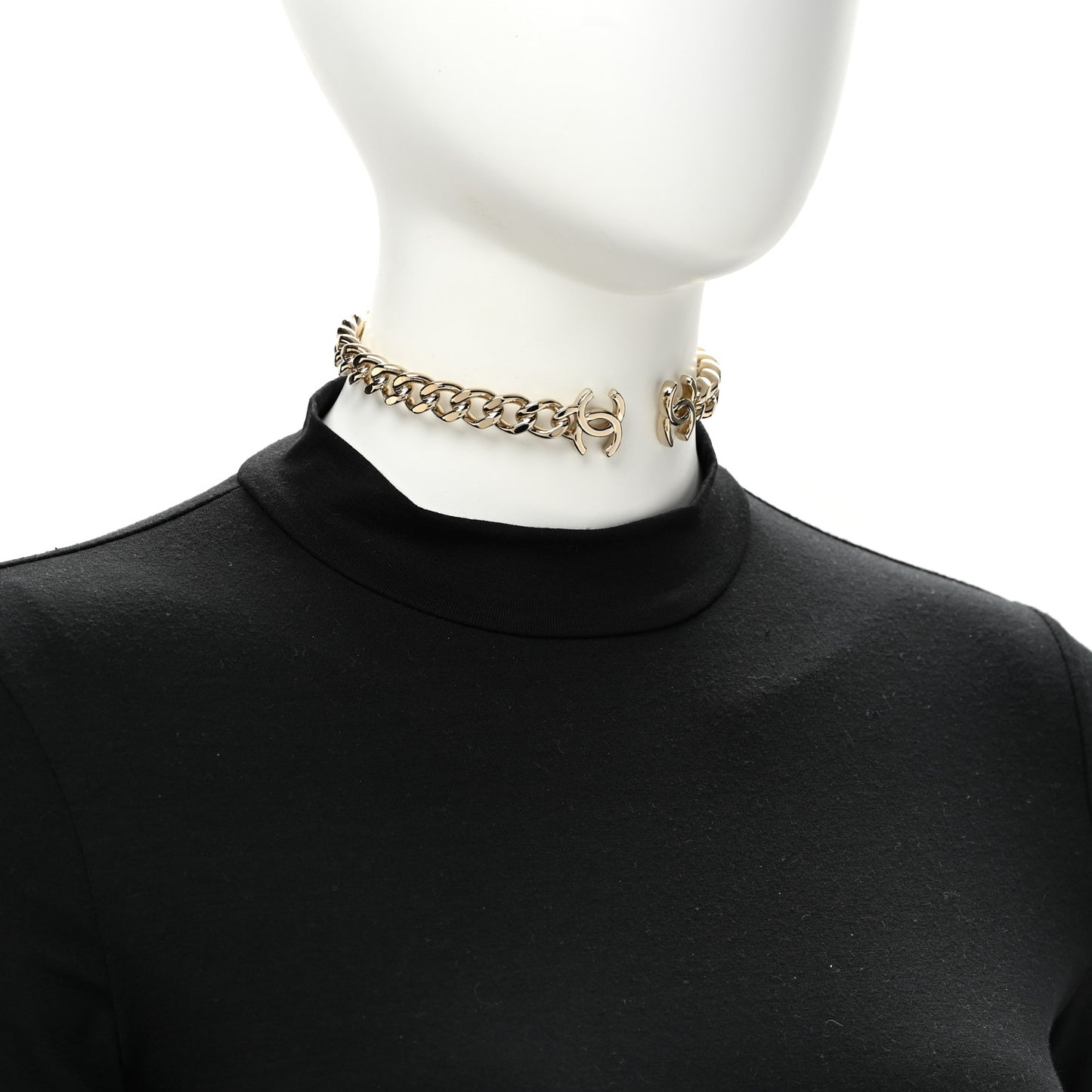 Metal CC Chain Link Choker Necklace M Gold