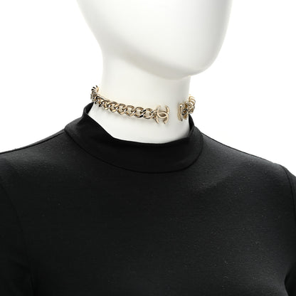 Chanel Metal CC Chain Link Choker Necklace M Gold 2 of 4