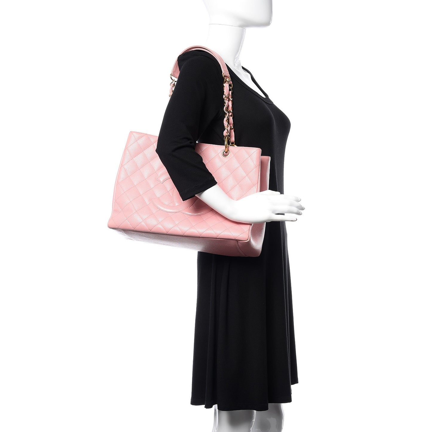 Caviar Quilted Grand Shopping Tote GST Pink