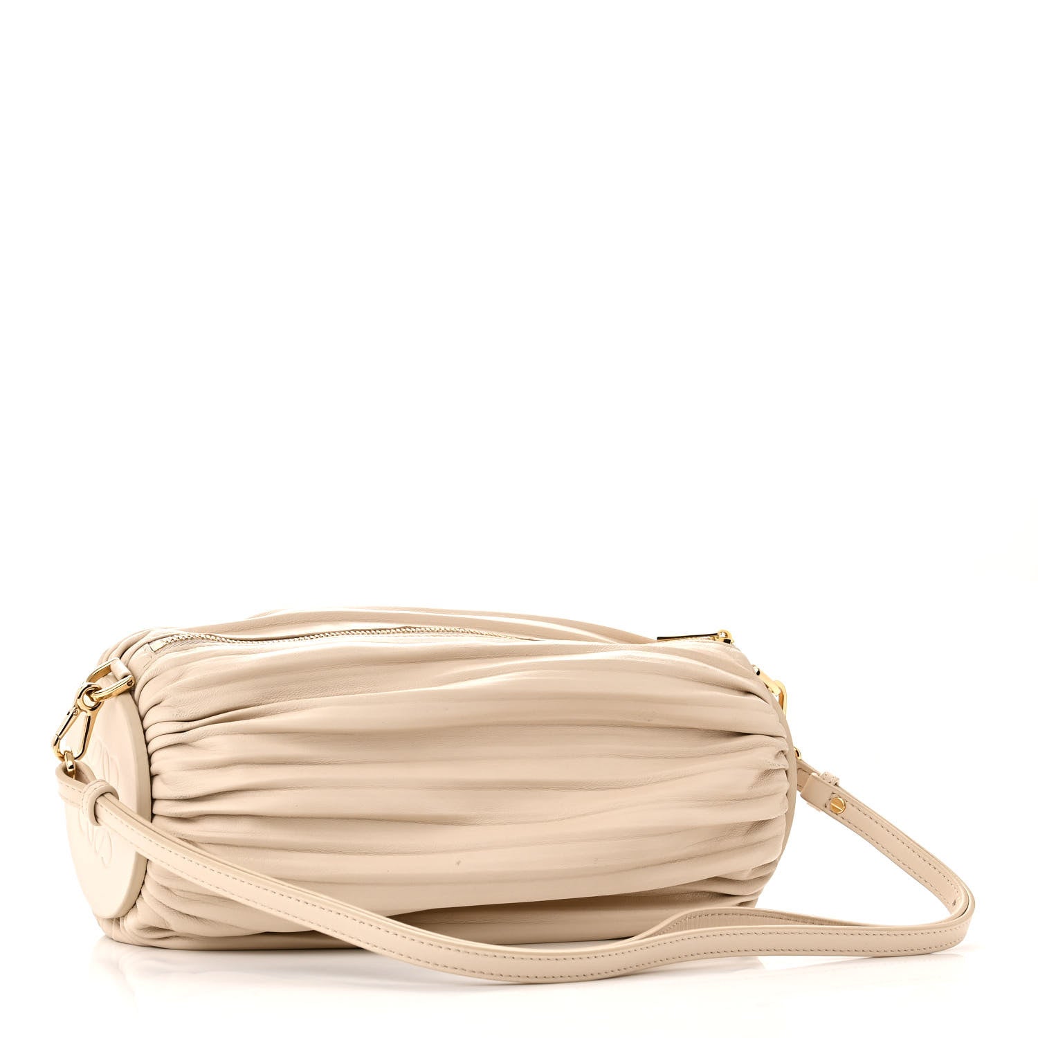 Loewe Lambskin Pleated Bracelet Pouch Shoulder Bag White 3 of 9