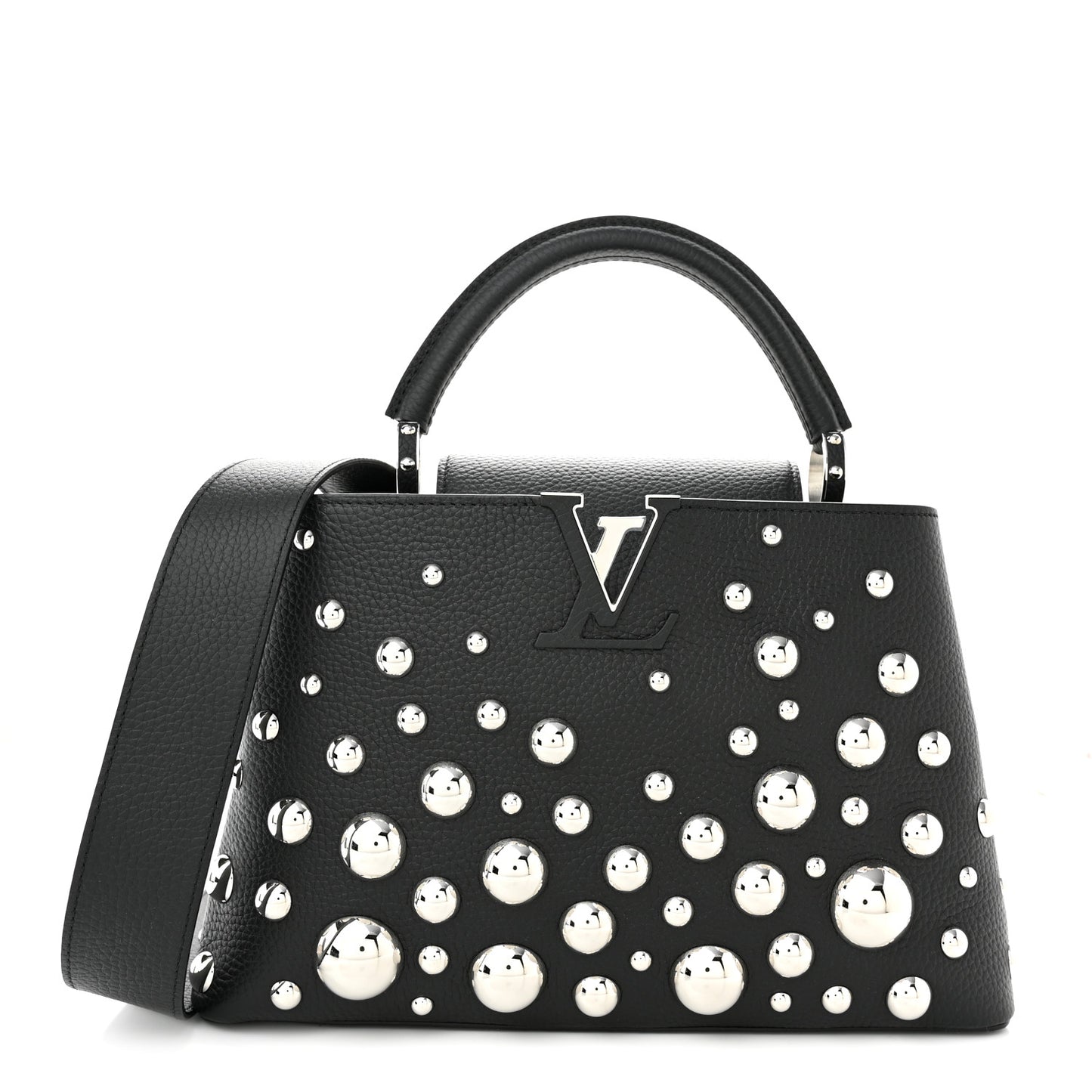 LV X YK Taurillon Brass Metal Dots Capucine MM Black