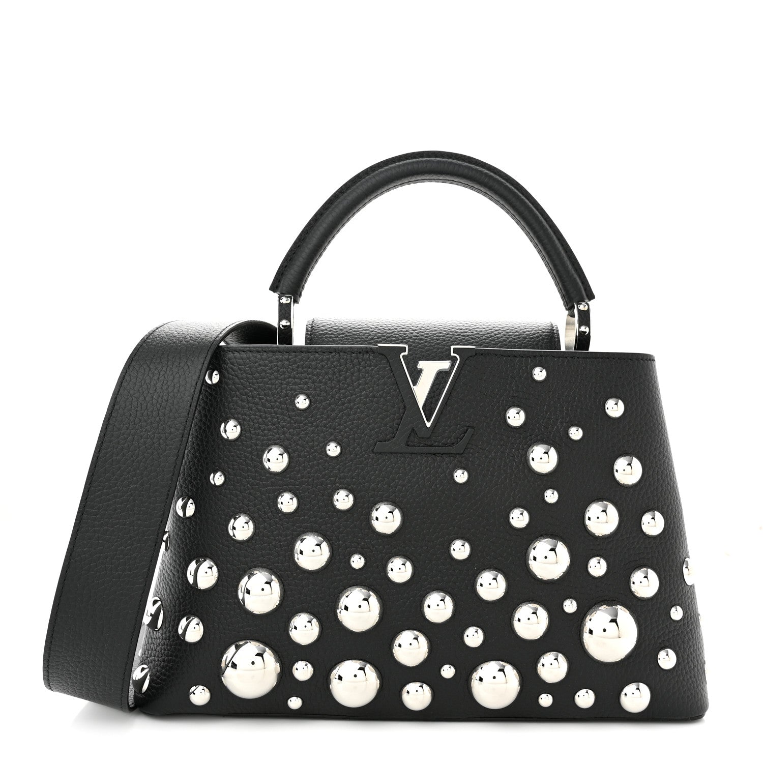 Louis Vuitton LV X YK Taurillon Brass Metal Dots Capucine MM Black 1 of 9