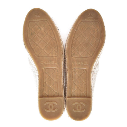 Chanel Toile Sequin CC Espadrilles 38 Beige Black 5 of 8