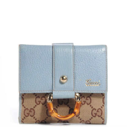 Gucci Leather Bamboo D Ring Compact Wallet Blue 1 of 6