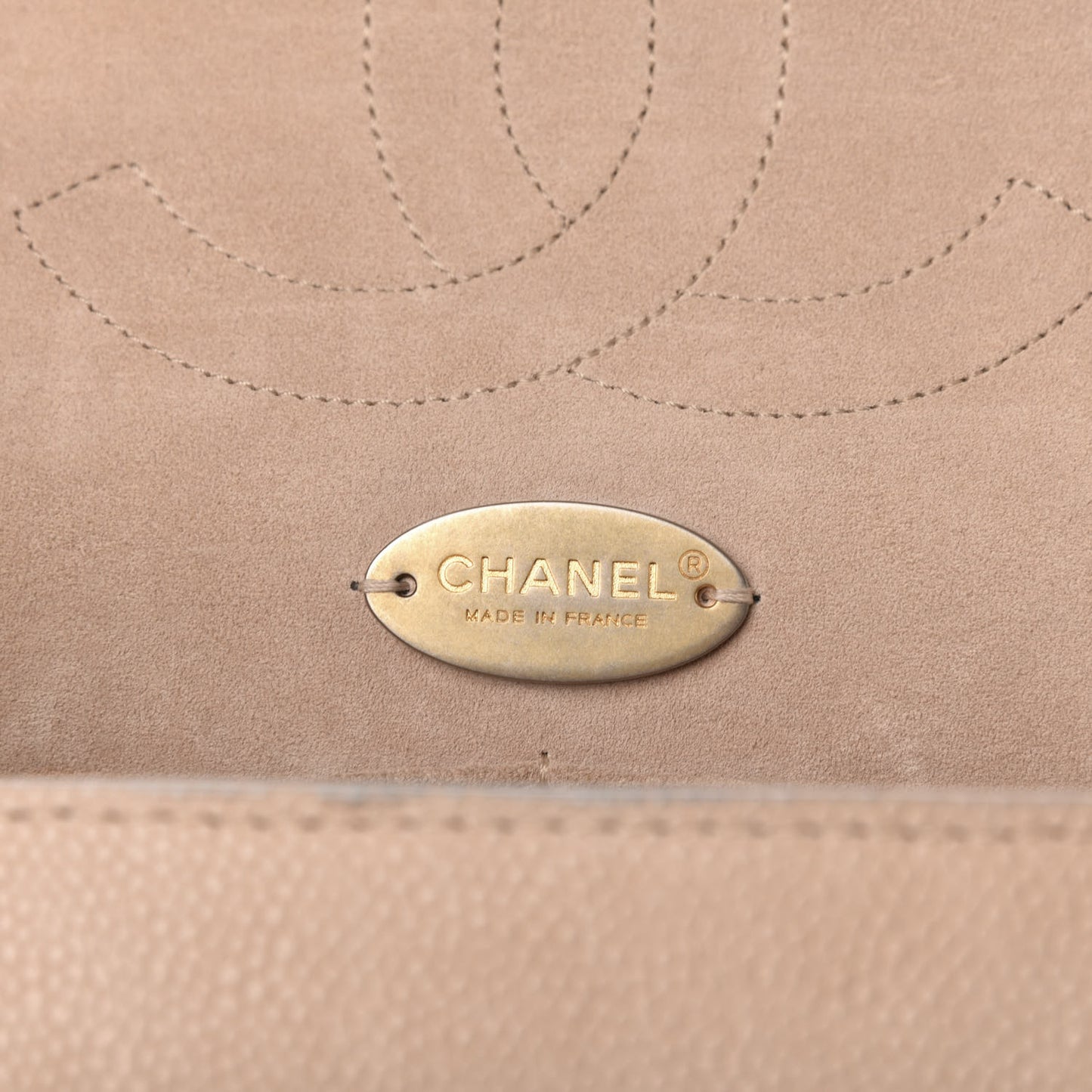 Grained Calfskin Jumbo Classic Pure Double Flap Nude