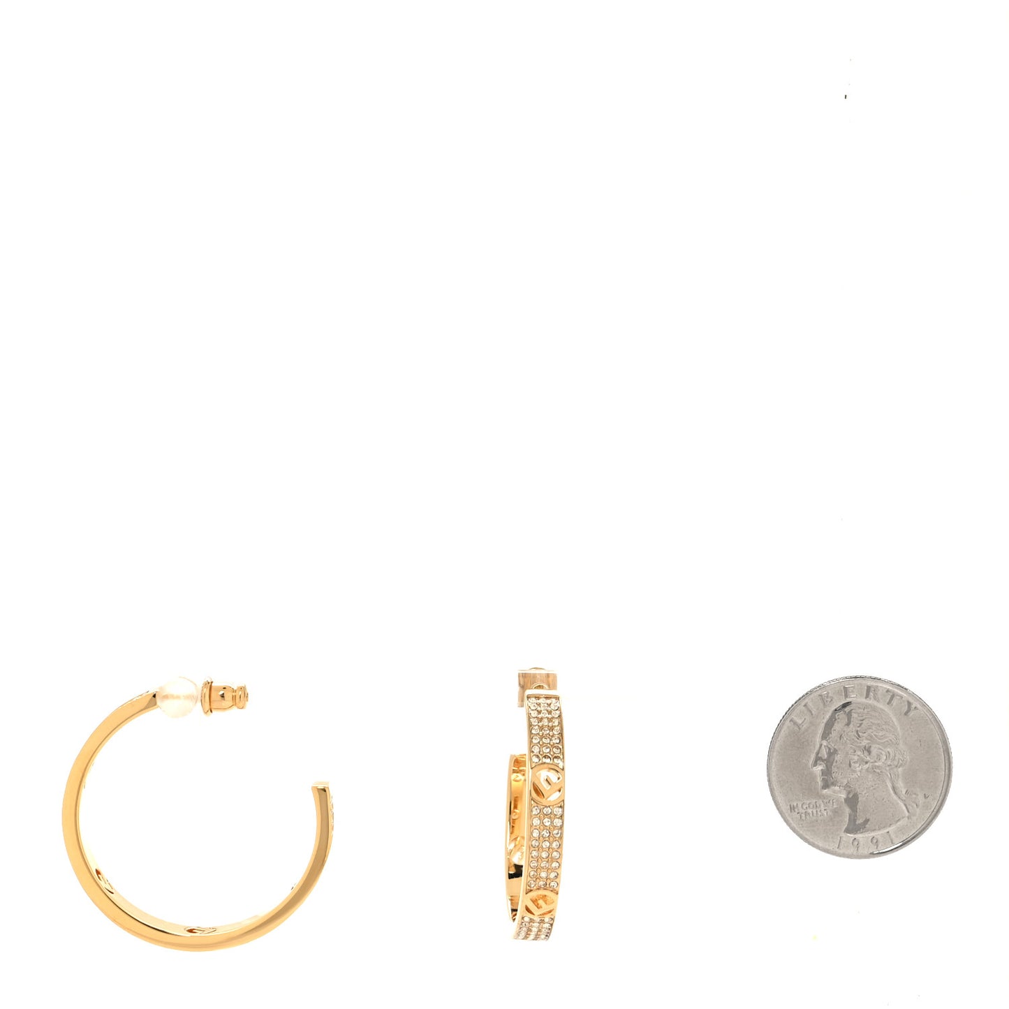 Metal Crystal F is Fendi Hoop Earrings Gold