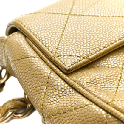 Chanel Metallic Caviar Quilted Medium Single Flap Beige 15 of 18