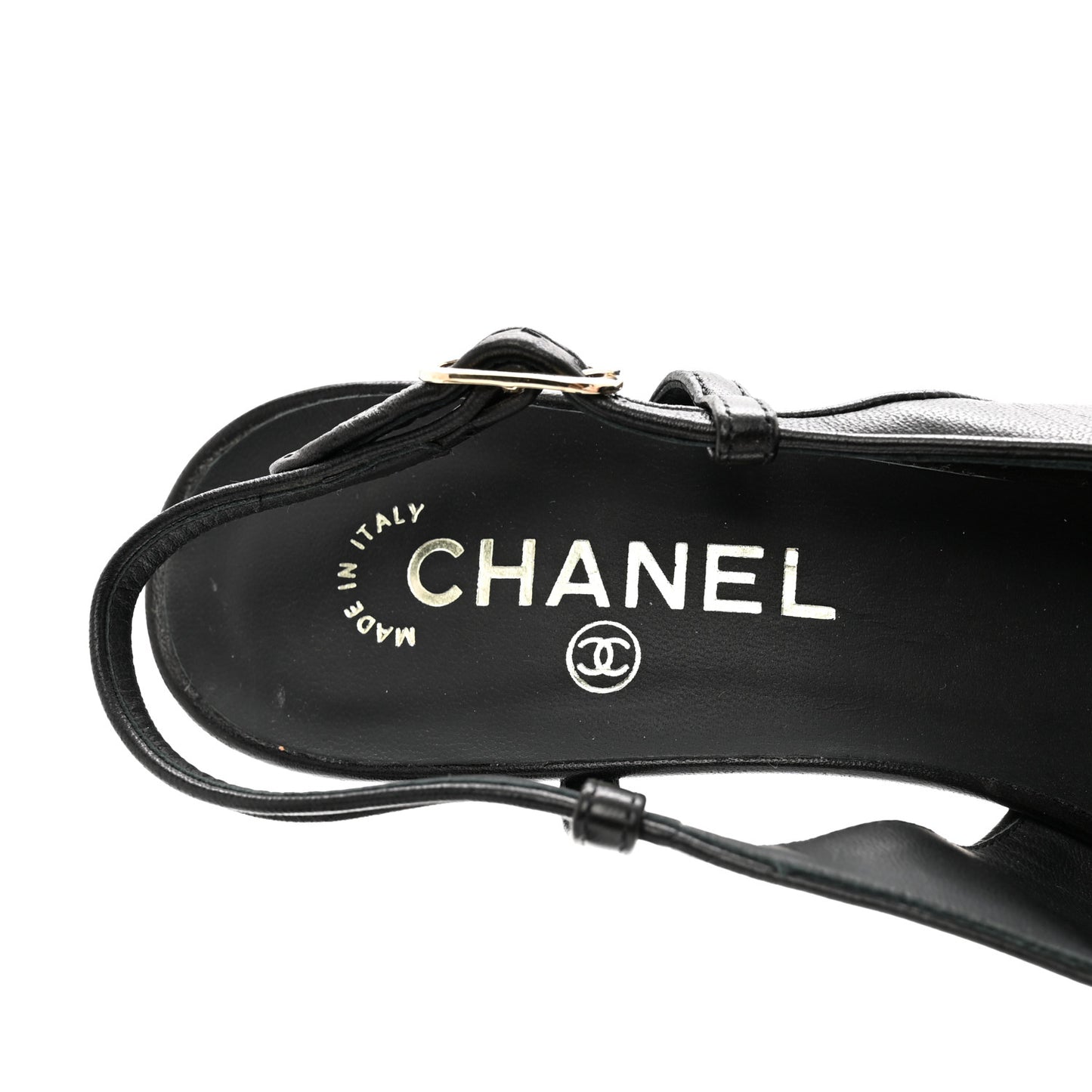 Lambskin Cap Toe CC Slingback Pumps 40.5 Black