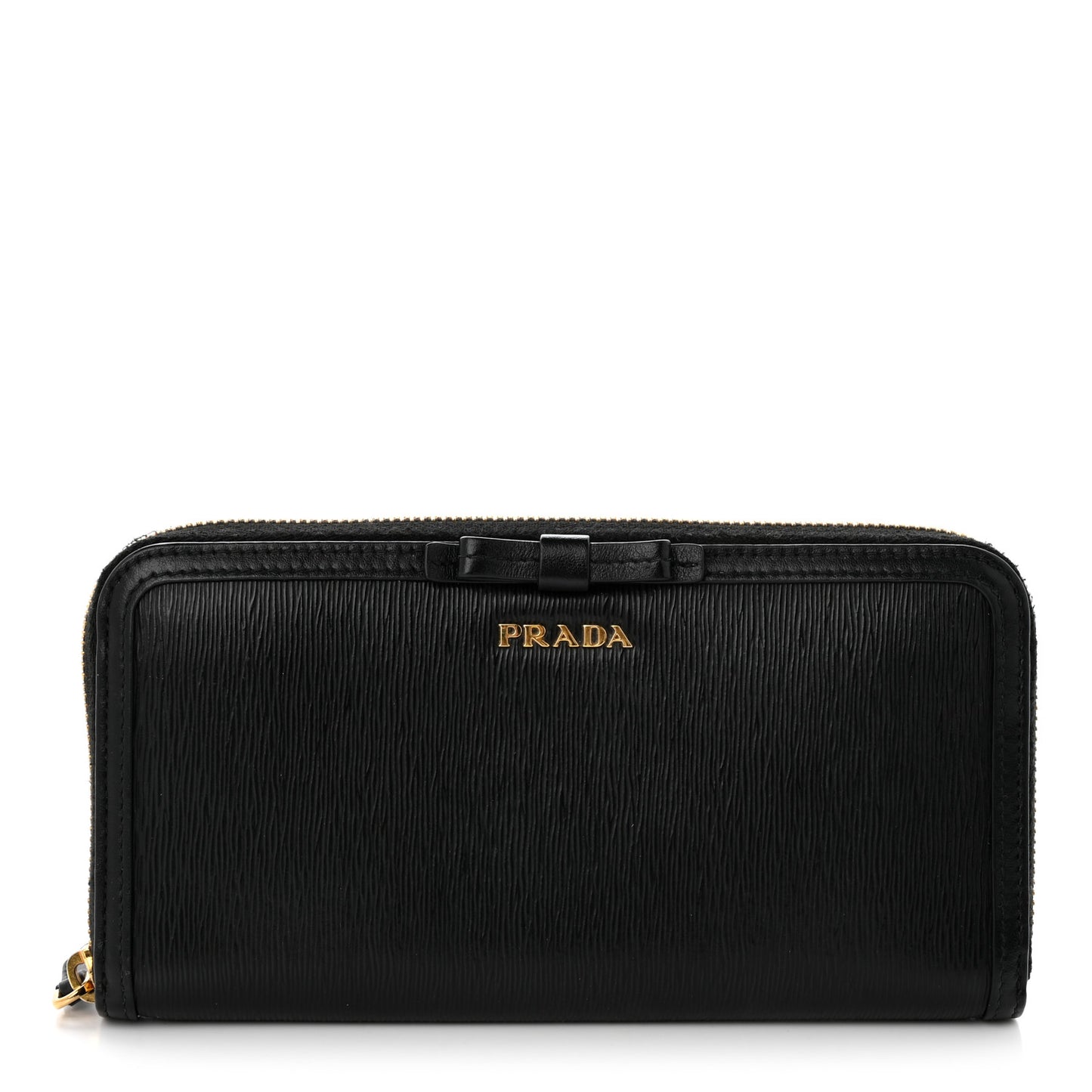 Vitello Move Bow Zip Around Wallet Black
