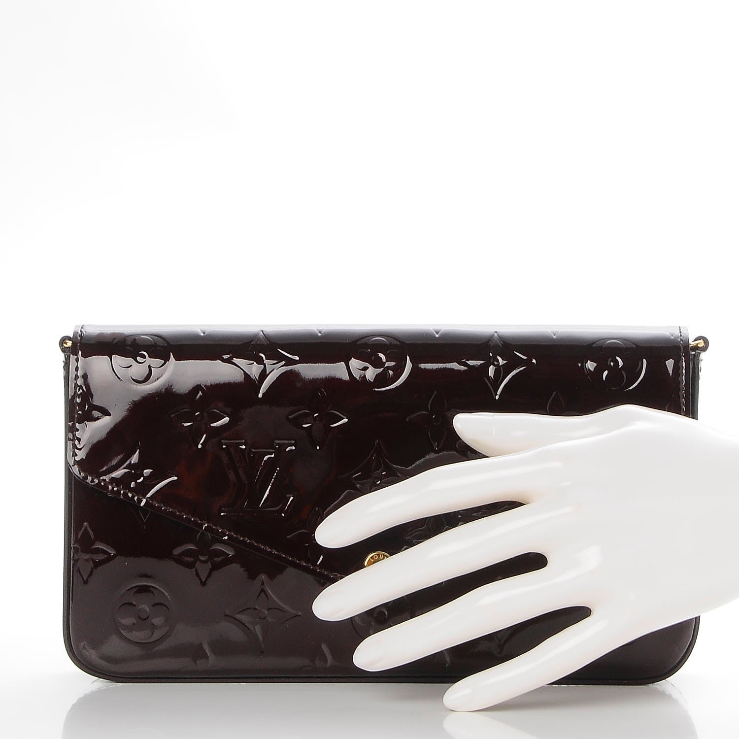 Louis Vuitton Vernis Pochette Felicie Chain Wallet Amarante 2 of 9