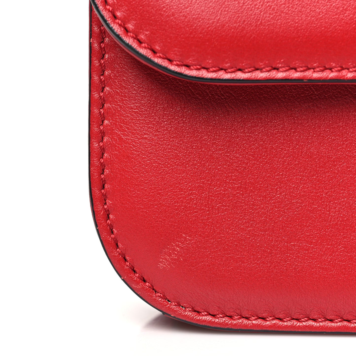 Vitello Small Glam Lock Rockstud Flap Red