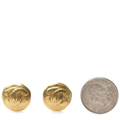 Chanel CC Button Clip On Earrings Gold 2 of 5