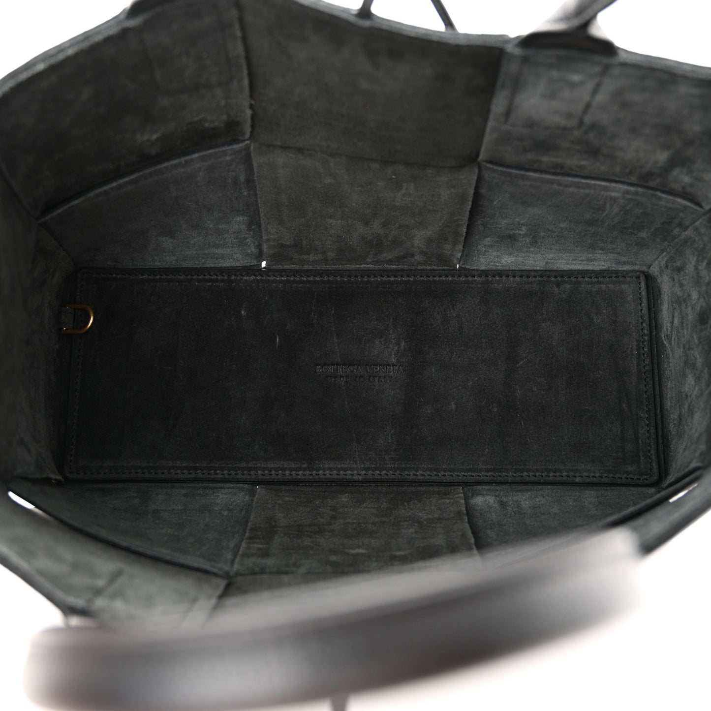 Grained Calfskin Intrecciato Small Arco Tote Black