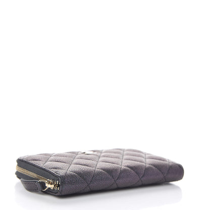 Chanel Iridescent Caviar Quilted Medium Zip Around Wallet Black 4 of 9