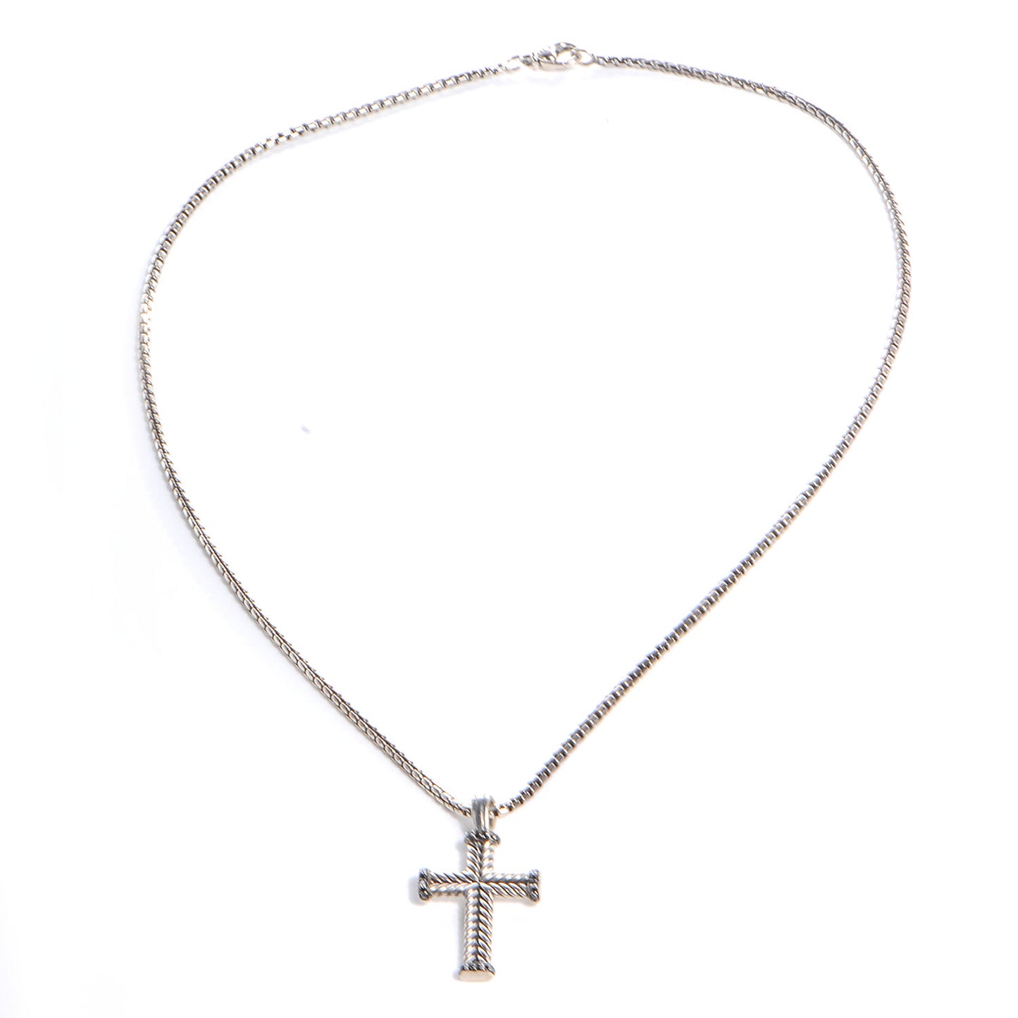 Sterling Silver Black Diamond Chevron Cross Pendant Necklace