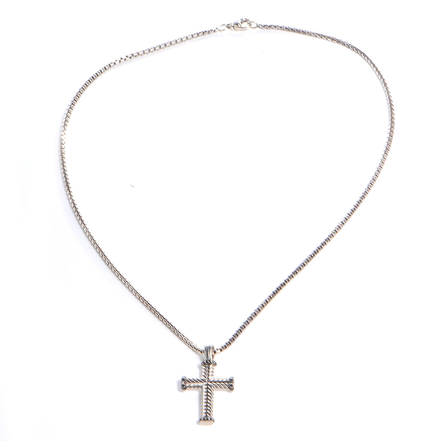 David Yurman Sterling Silver Black Diamond Chevron Cross Pendant Necklace 4 of 5