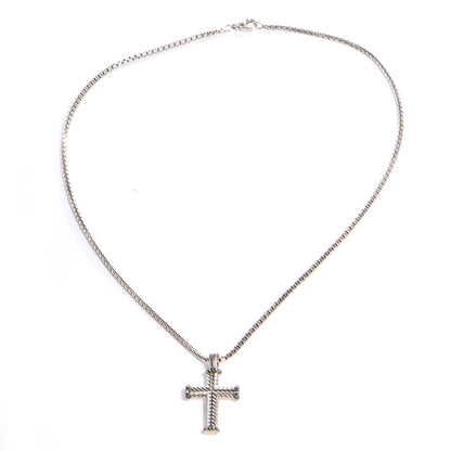 David Yurman Sterling Silver Black Diamond Chevron Cross Pendant Necklace 4 of 5