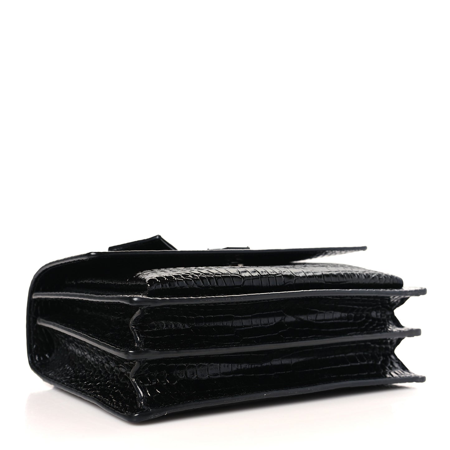 Calfskin Crocodile Embossed Medium Monochrome Monogram Sunset Black