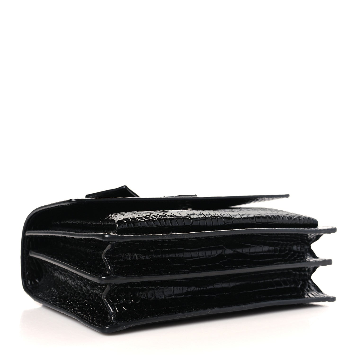 Saint Laurent Calfskin Crocodile Embossed Medium Monochrome Monogram Sunset Black 4 of 8