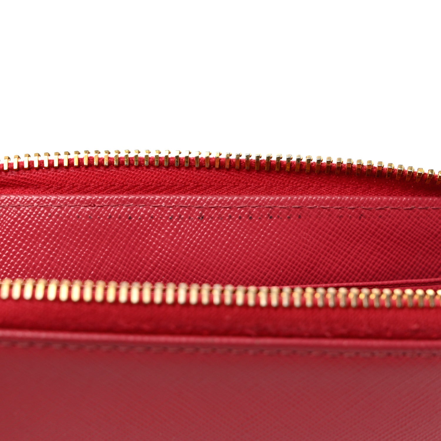 Prada Saffiano Metal Zip Around Wallet Fuoco 8 of 12