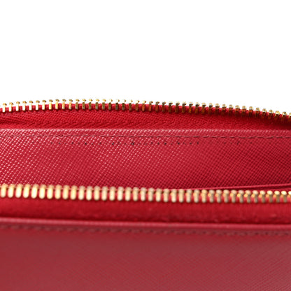 Prada Saffiano Metal Zip Around Wallet Fuoco 8 of 12