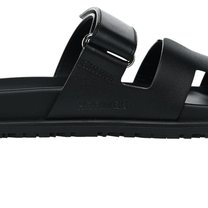 Hermes Calfskin Womens Chypre Sandals 39 Black 9 of 10