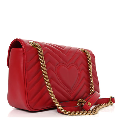 Gucci Calfskin Matelasse Small GG Marmont Shoulder Bag Hibiscus Red 3 of 11