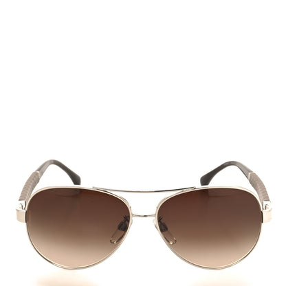 Chanel Lambskin Quilted CC Aviator Sunglasses 4195-Q-A Brown 2 of 7