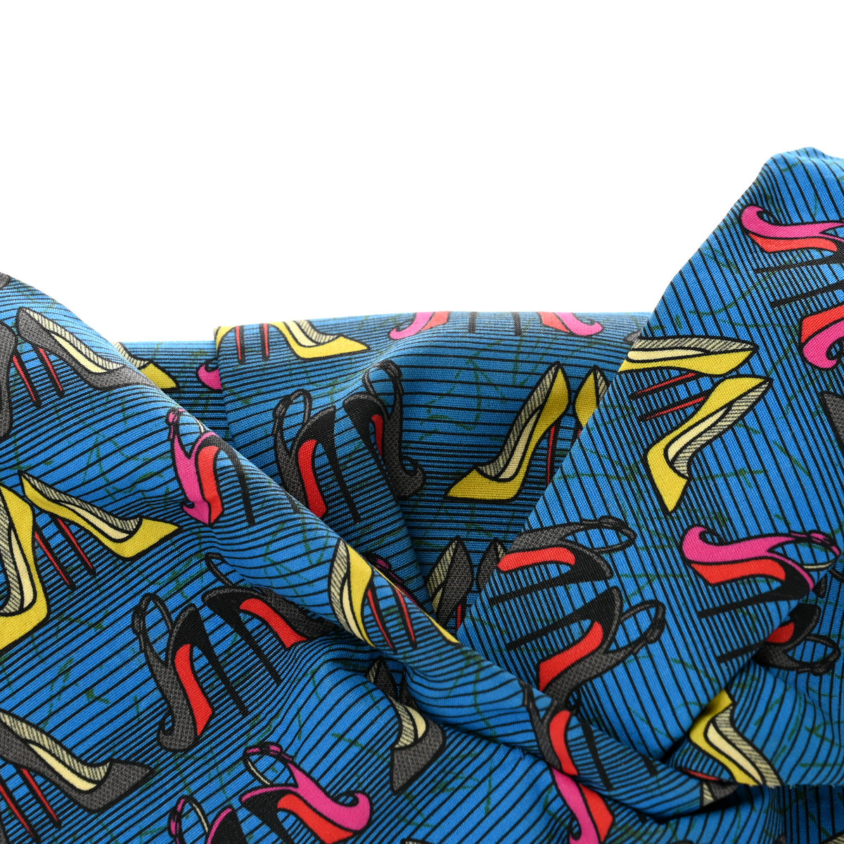 Cotton Canvas Afri Loubi Print Loubibow Clutch Blue