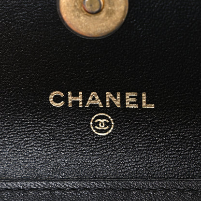 Chanel Lambskin Enamel Quilted Coco Hearts Clutch With Chain Black 6 of 11
