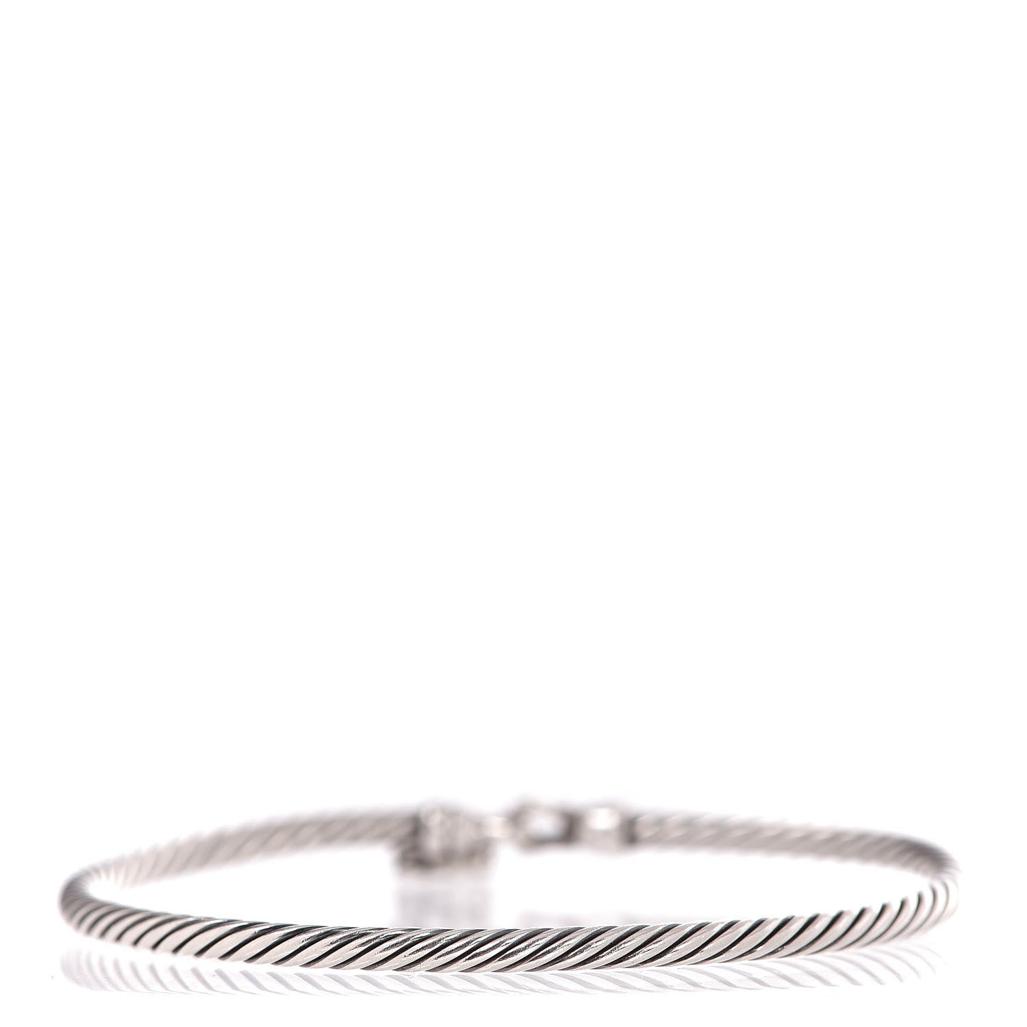 David Yurman Sterling Silver Diamond Heart Padlock Cable Bracelet 3 of 5