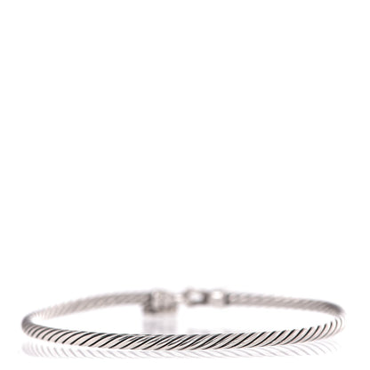 David Yurman Sterling Silver Diamond Heart Padlock Cable Bracelet 3 of 5
