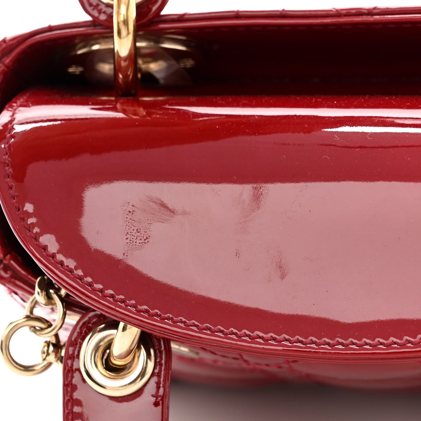 Patent Cannage Mini Lady Dior Red