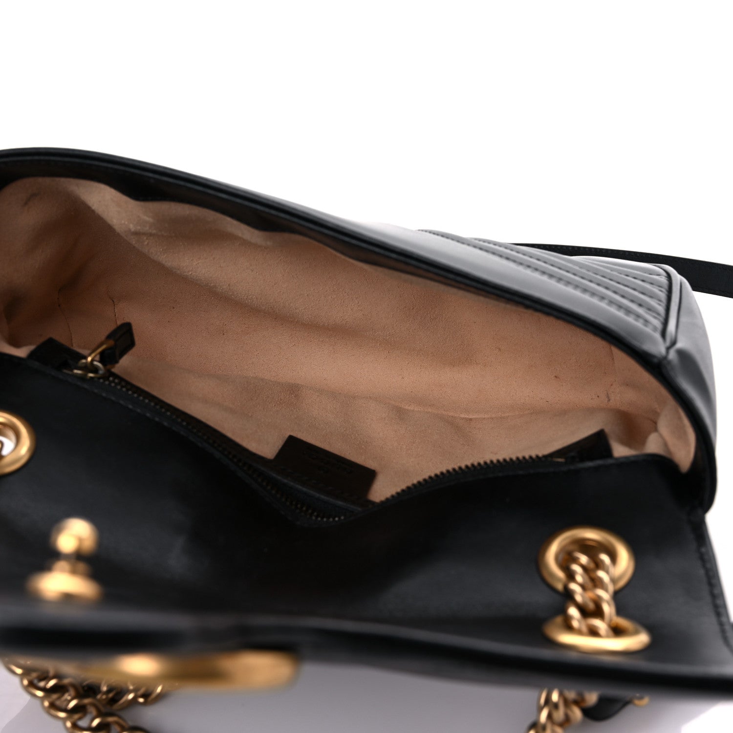 Gucci Calfskin Matelasse Small GG Marmont Shoulder Bag Black 5 of 12