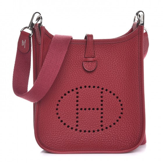 Hermes Taurillon Clemence Evelyne TPM Rouge Grenat 1 of 7