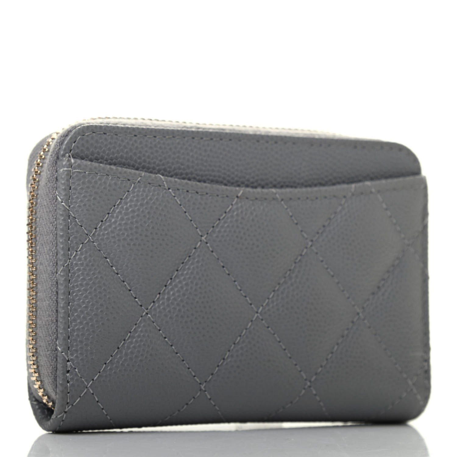 Chanel Caviar Quilted Zip Coin Purse Grey 2 of 4