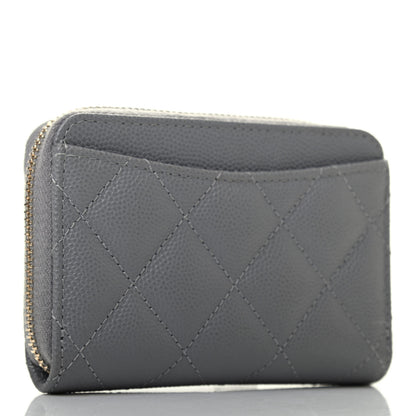 Chanel Caviar Quilted Zip Coin Purse Grey 2 of 4