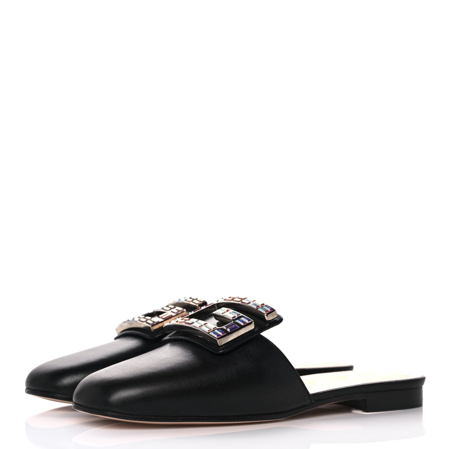 Malaga Kid Crystal Square G Madelyn Mules 35 Black